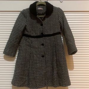 Girls Black Tweed Button Down Coat Size 8 -10